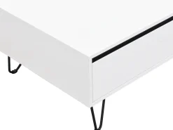Mesa de centro con 2 cajones y 2 estantes de MDF y acero - Blanco y negro - ABUJA