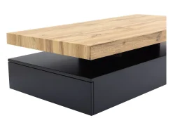 Mesa de centro con 2 cajones de MDF - Negro y natural claro - FELIX