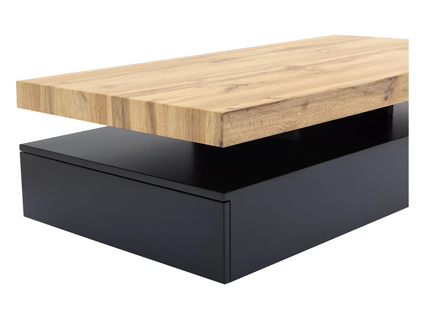 Mesa de centro con 2 cajones de MDF - Negro y natural claro - FELIX