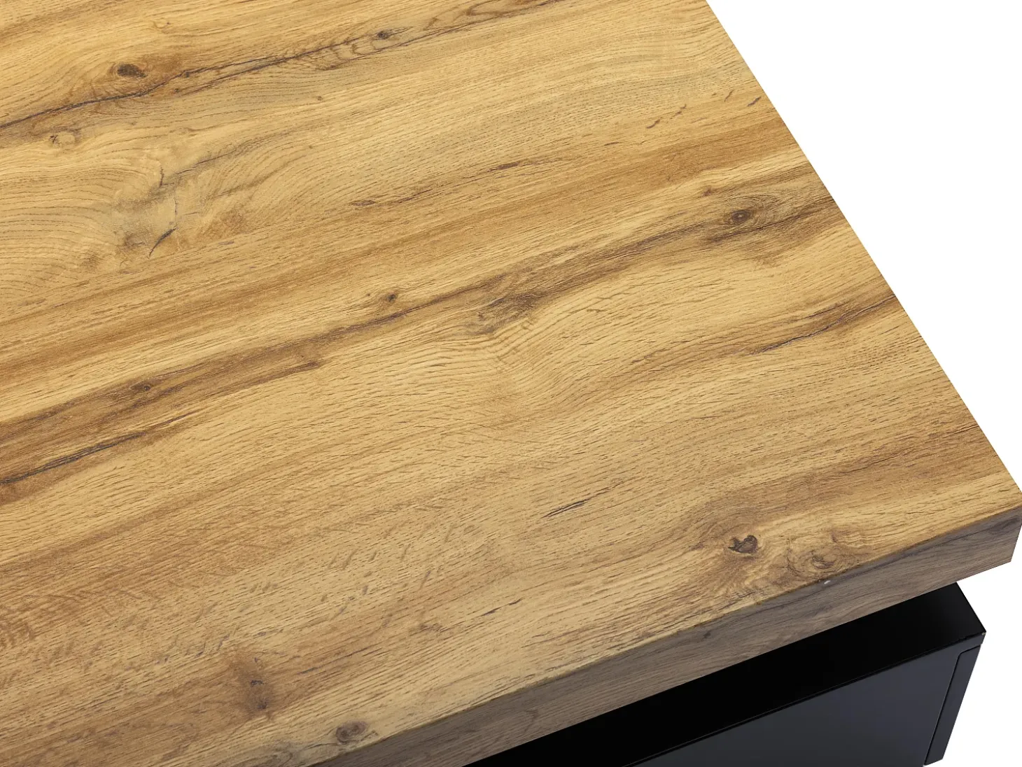 Mesa de centro con 2 cajones de MDF - Negro y natural claro - FELIX