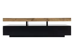 Mesa de centro con 2 cajones de MDF - Negro y natural claro - FELIX