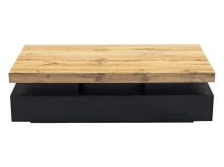 Mesa de centro con 2 cajones de MDF - Negro y natural claro - FELIX