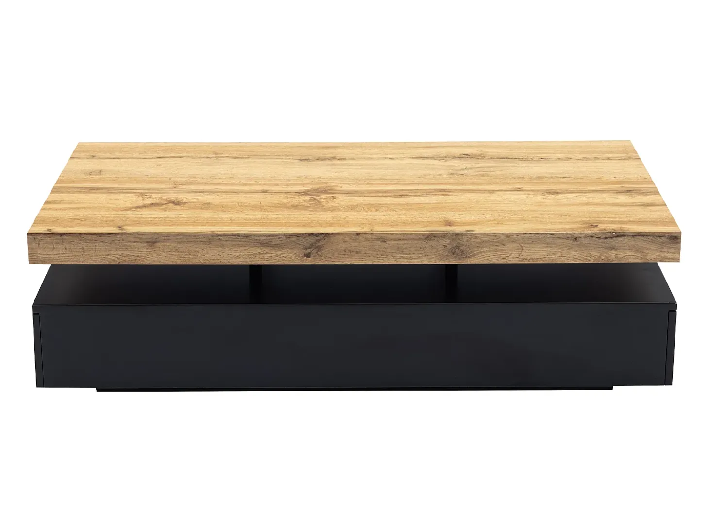 Mesa de centro con 2 cajones de MDF - Negro y natural claro - FELIX