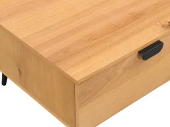 Mesa de centro con 2 cajones y 2 estantes chapado en roble y acero - Natural y Negro - SINOLO