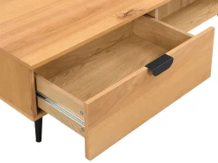 Mesa de centro con 2 cajones y 2 estantes chapado en roble y acero - Natural y Negro - SINOLO