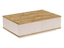 Mesa de centro con 2 puertas - Natural y Beige - LOTULA