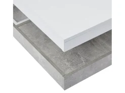 Mesa de centro con almacenamiento 70x70x36 cm - tapa brillante giratoria 360° - Blanco y Gris