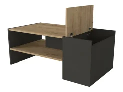 Mesa de centro con almacenaje - Antracita y natural - VELKAN