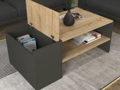 Mesa de centro con almacenaje - Antracita y natural - VELKAN