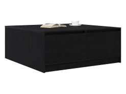 Mesa de centro con cajones roble negro 100x100x40 cm