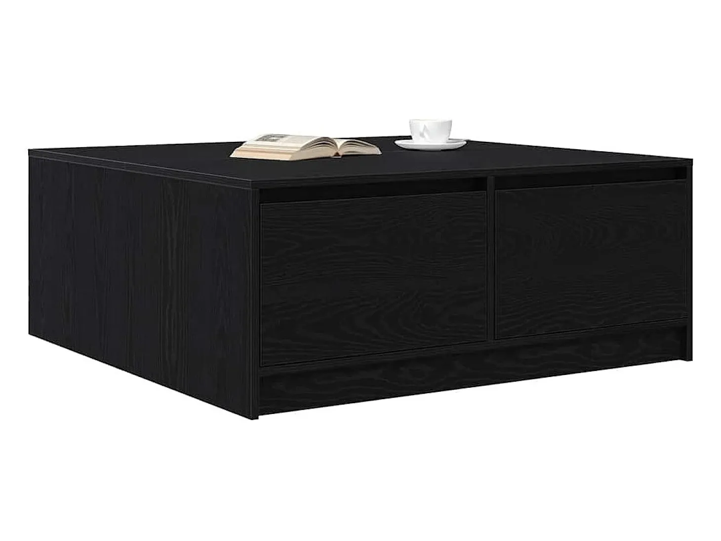 Mesa de centro con cajones roble negro 100x100x40 cm