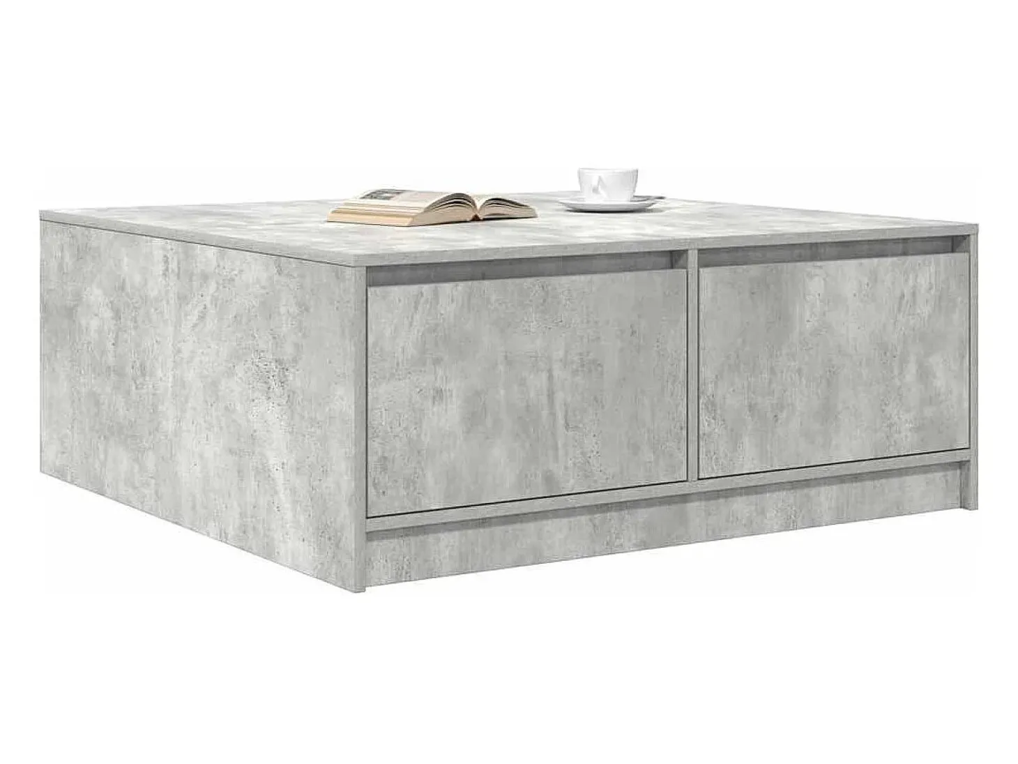 Mesa de centro con cajones gris hormigón 100x100x40 cm