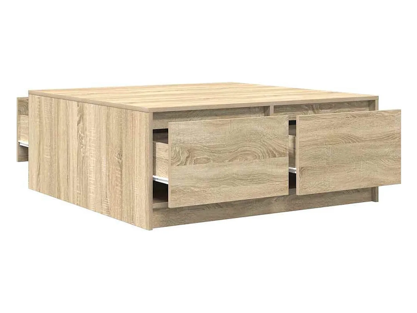 Mesa de centro con cajones roble Sonoma 100x100x40 cm