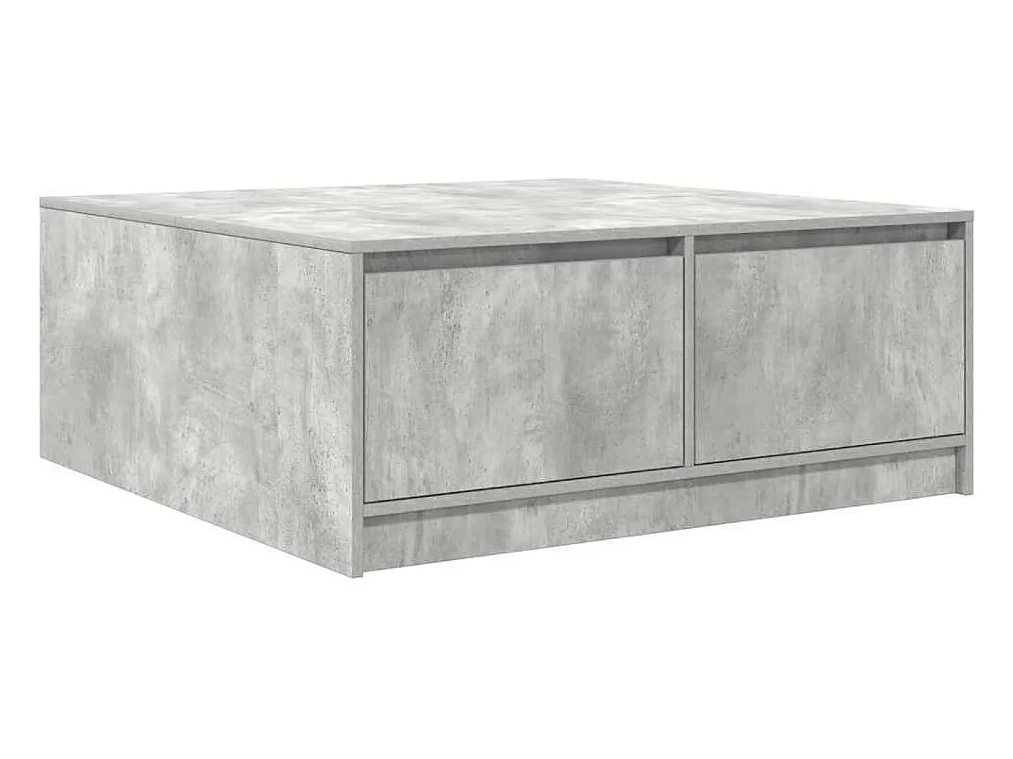 Mesa de centro con cajones gris hormigón 100x100x40 cm