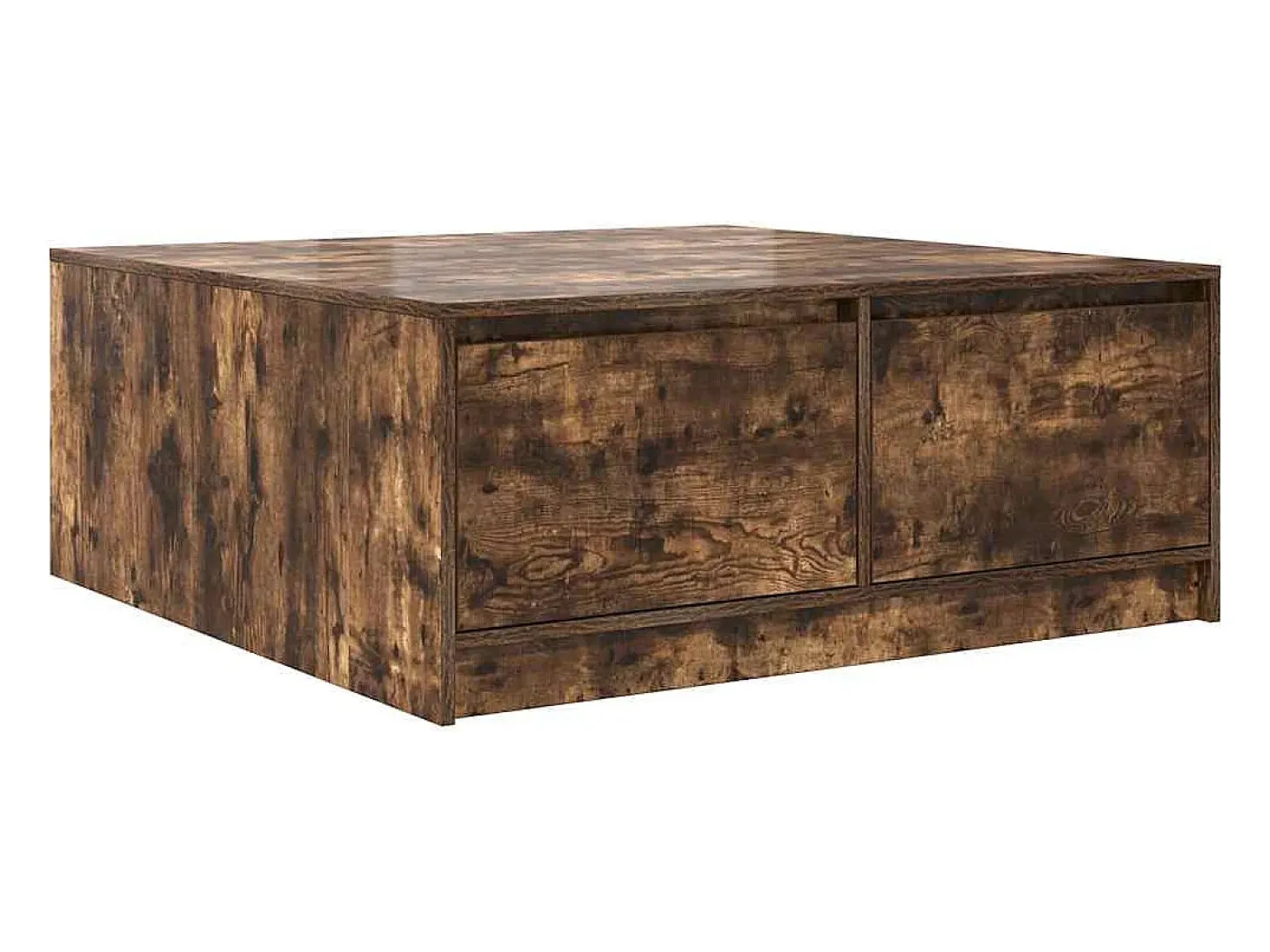Mesa de centro con cajones roble ahumado 100x100x40 cm