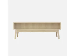 Mesa de centro con decoración de madera, 1 cajón natural