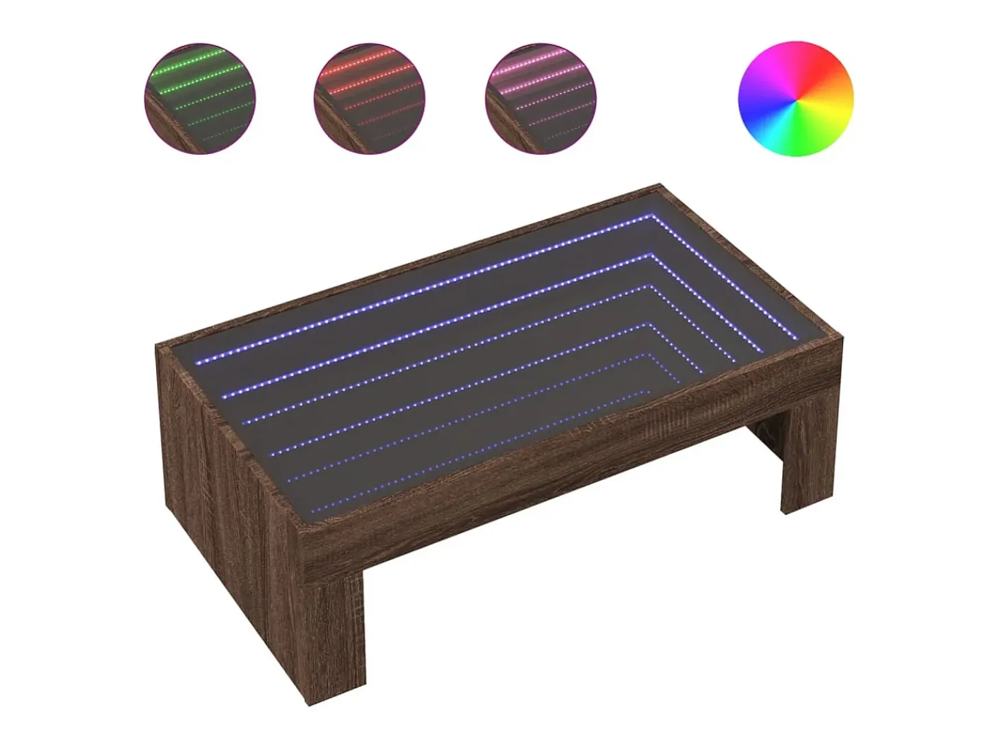 Mesa de centro con Infinity LED marrón roble 90x50x30 cm
