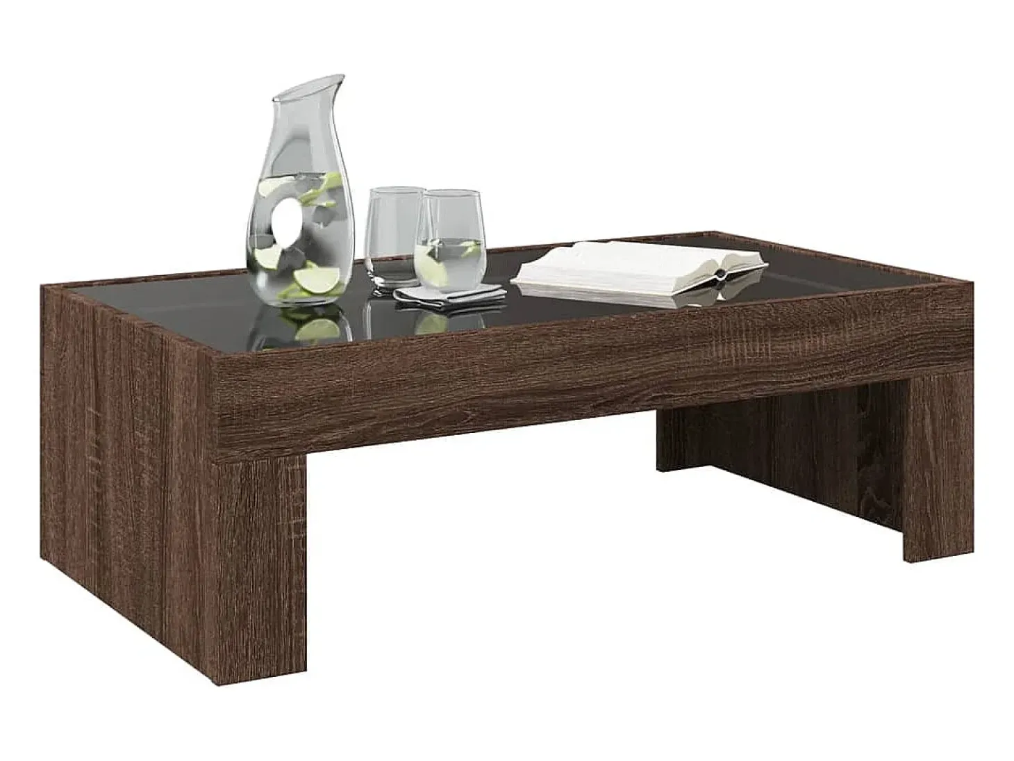 Mesa de centro con Infinity LED marrón roble 90x50x30 cm