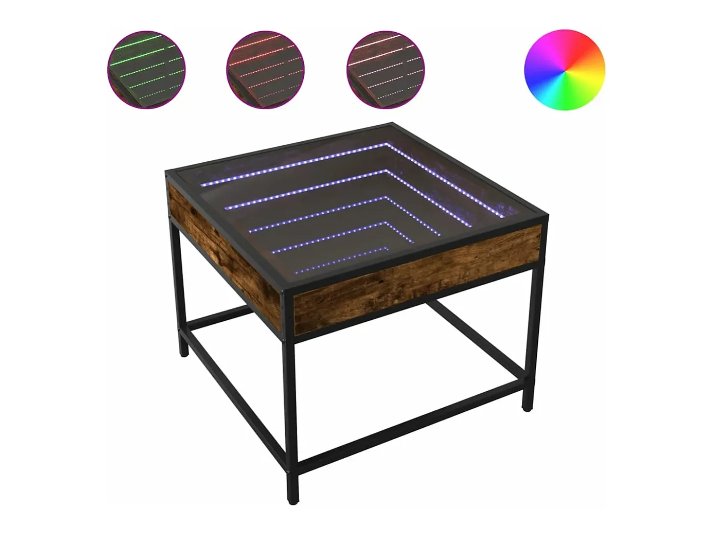Mesa de centro con Infinity LED roble ahumado 50x50x41 cm