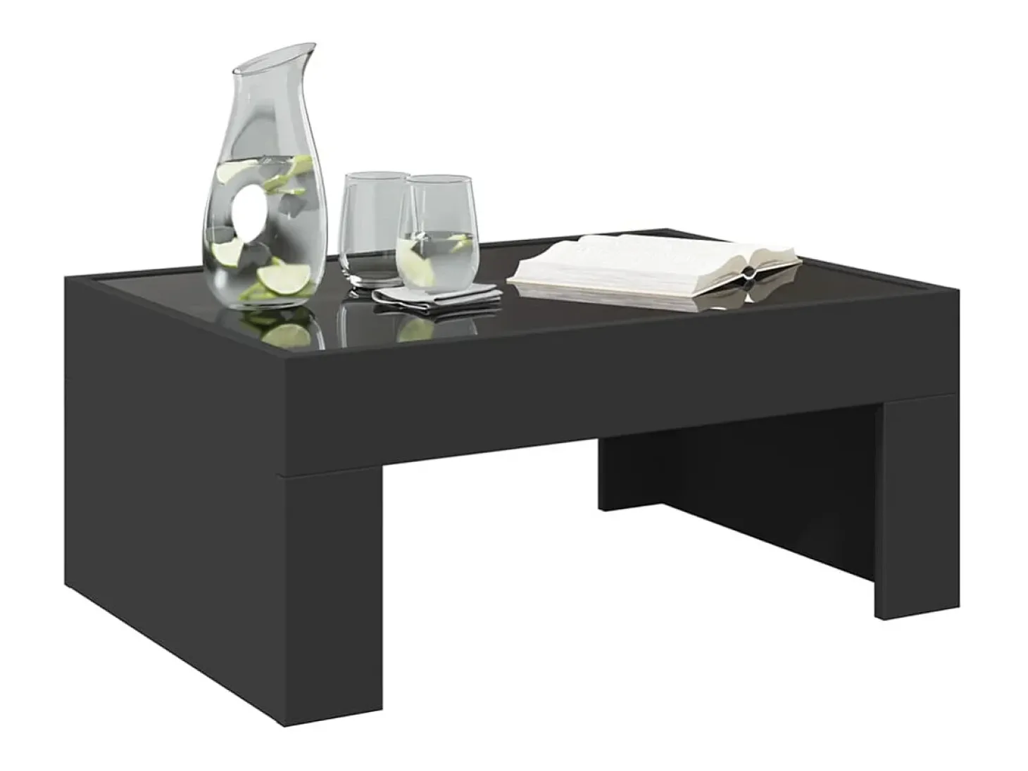 Mesa de centro con Infinity LED negro 70x50x30 cm