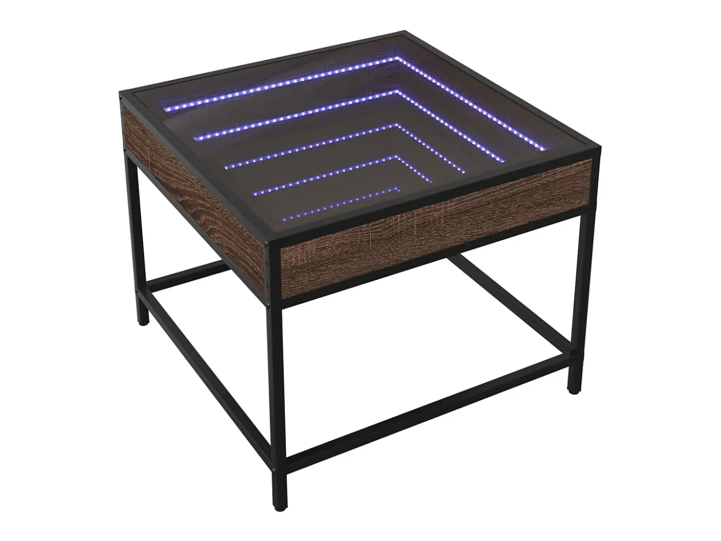 Mesa de centro con Infinity LED marrón roble 50x50x41 cm