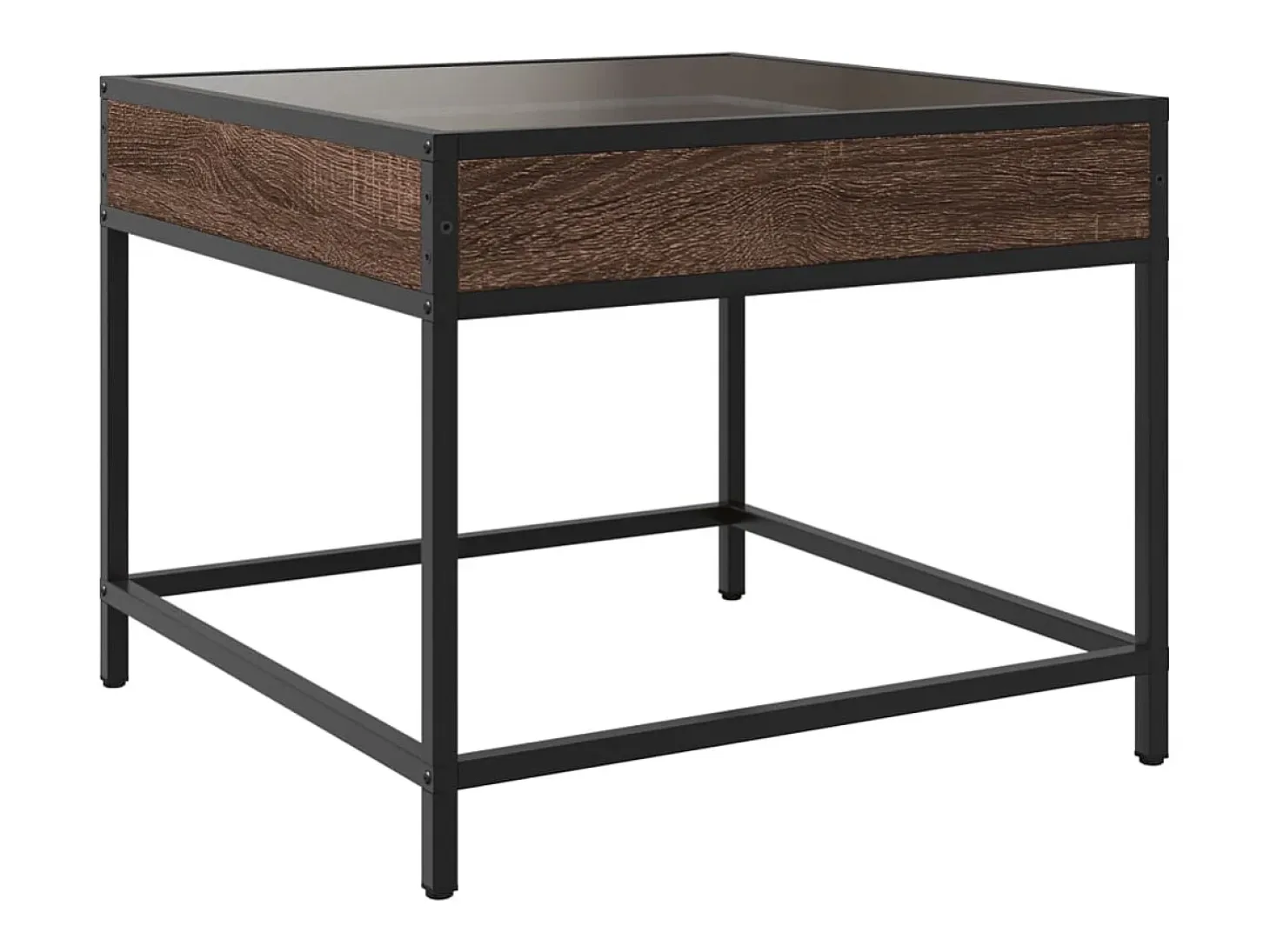Mesa de centro con Infinity LED marrón roble 50x50x41 cm