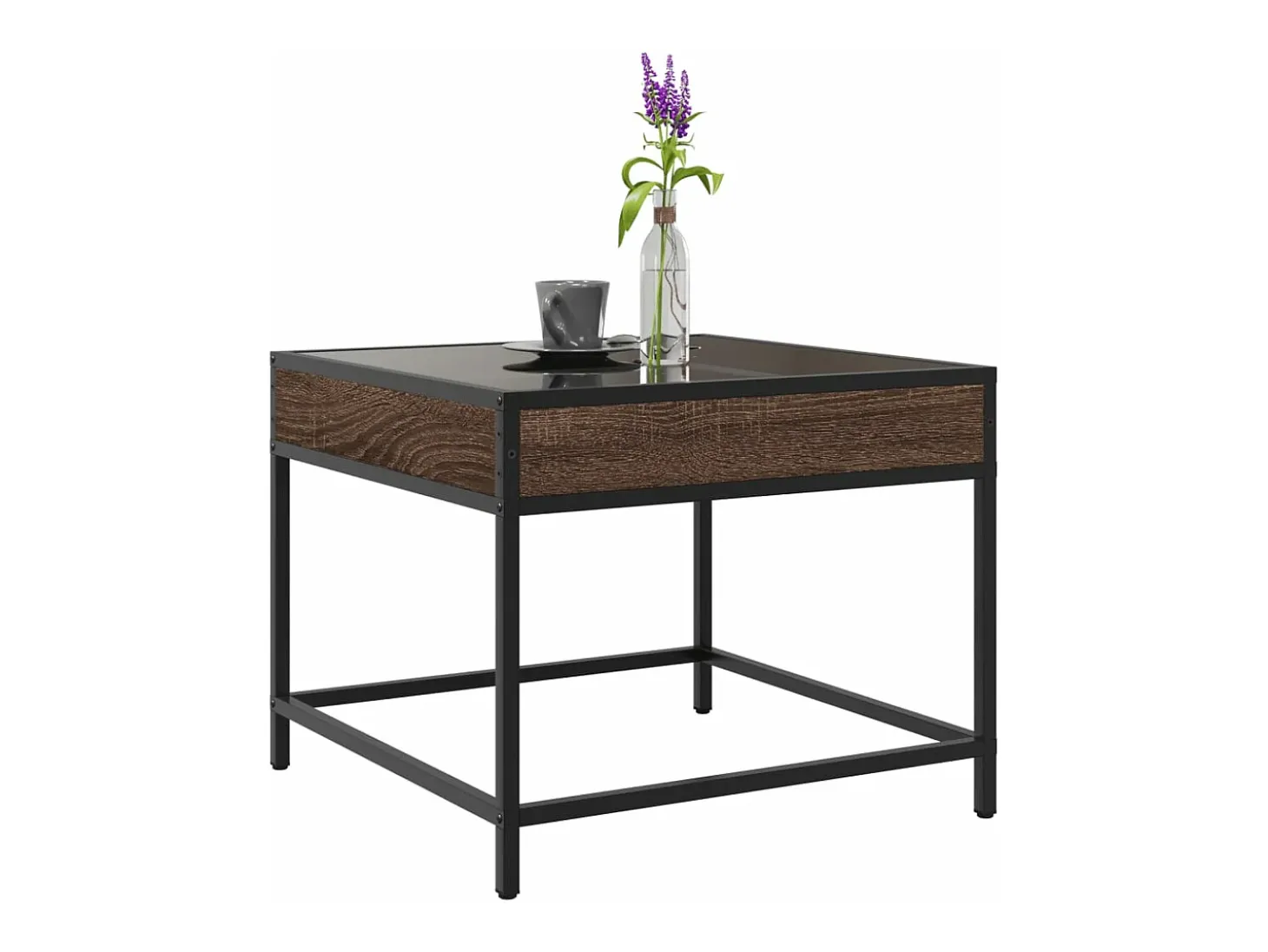 Mesa de centro con Infinity LED marrón roble 50x50x41 cm