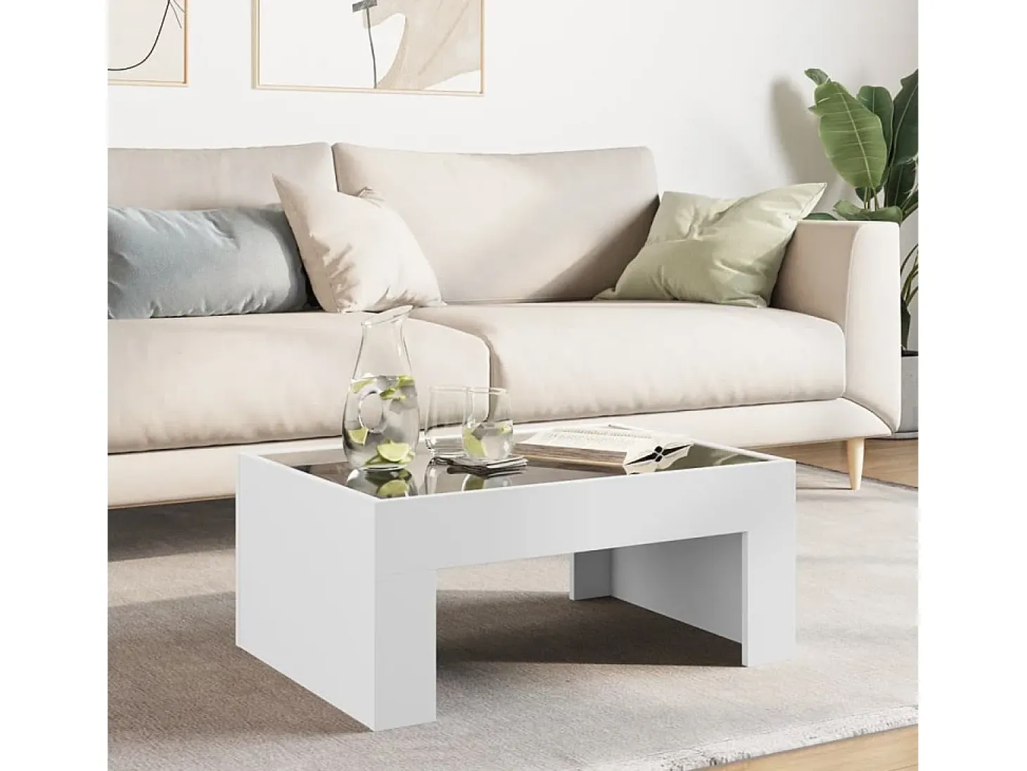 Mesa de centro con Infinity LED blanco 70x50x30 cm