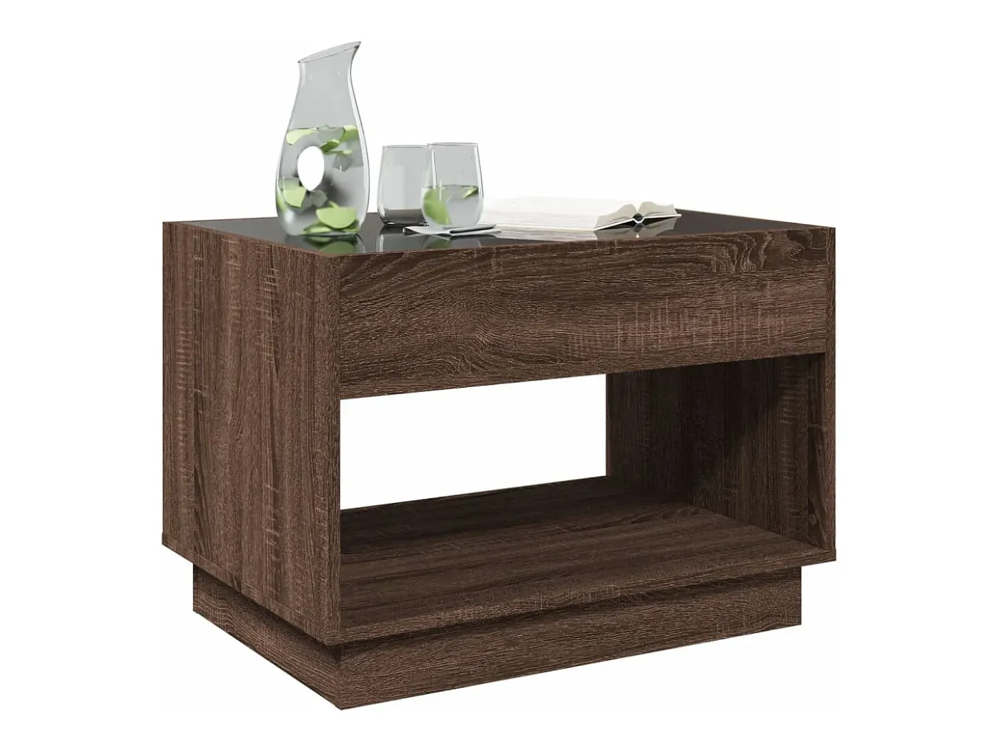 Mesa de centro con Infinity LED marrón roble 70x50x50 cm