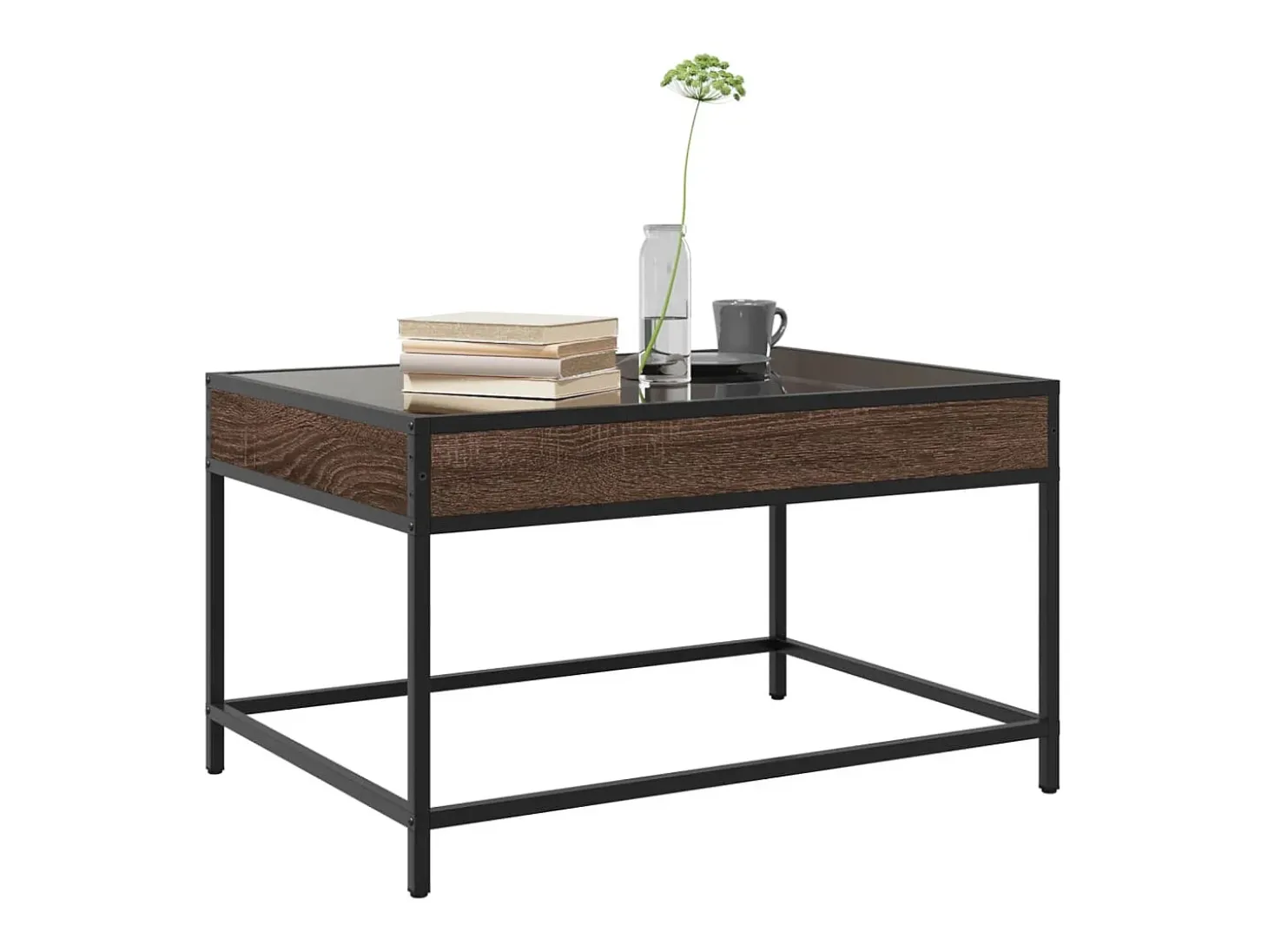 Mesa de centro con Infinity LED marrón roble 70x50x41 cm