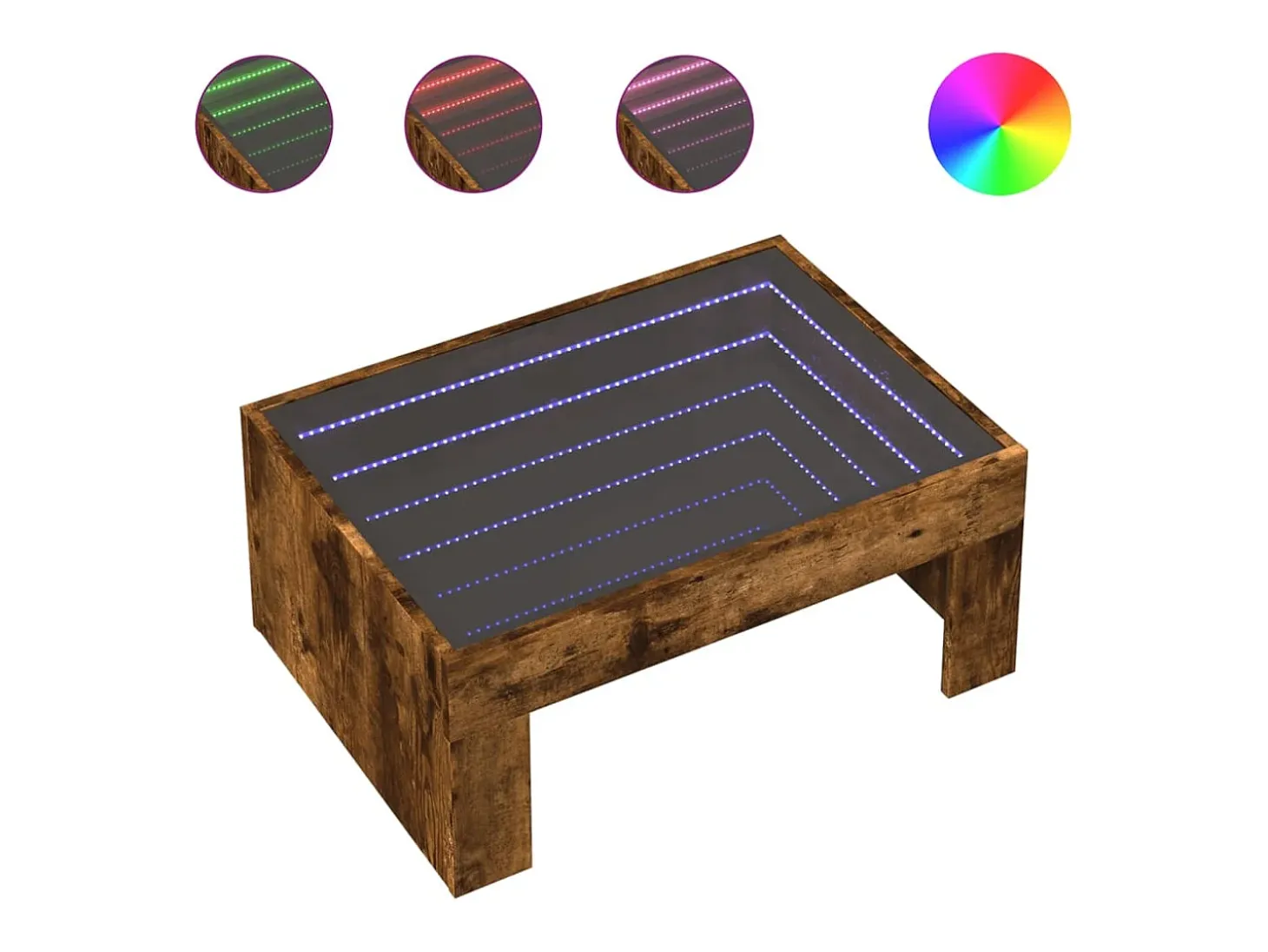 Mesa de centro con Infinity LED roble ahumado 70x50x30 cm