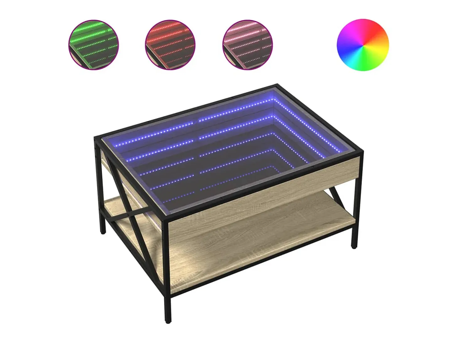 Mesa de centro con Infinity LED roble Sonoma 70x50x38 cm