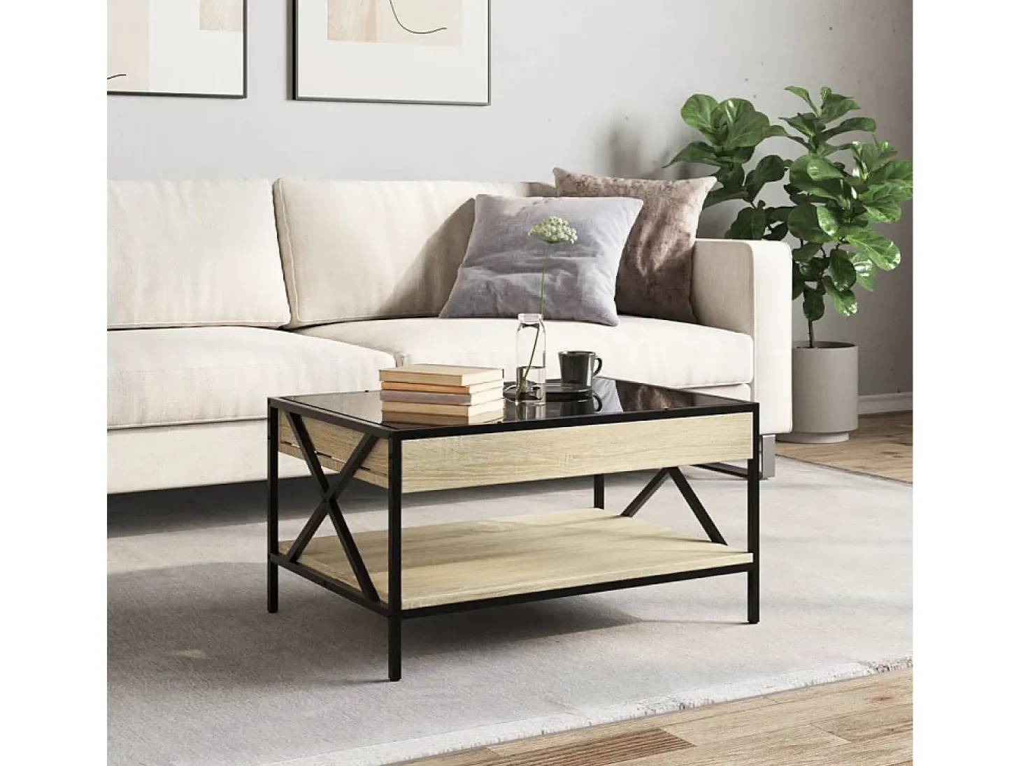Mesa de centro con Infinity LED roble Sonoma 70x50x38 cm