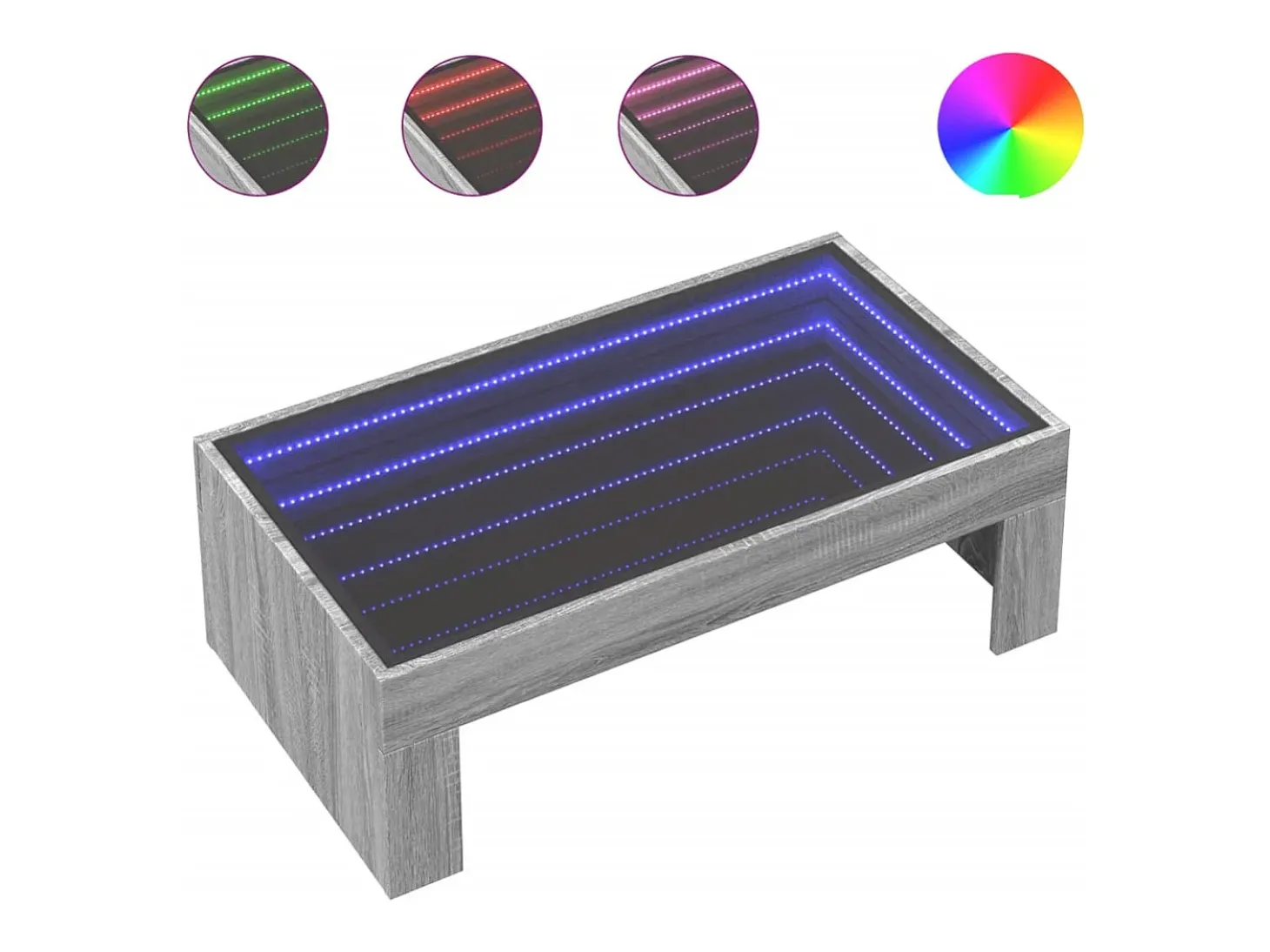 Mesa de centro con Infinity LED gris Sonoma 90x50x30 cm