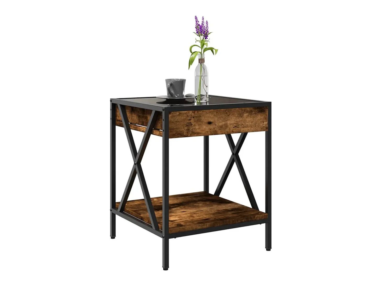 Mesa de centro con Infinity LED roble ahumado 40x40x49 cm
