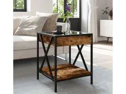 Mesa de centro con Infinity LED roble ahumado 40x40x49 cm