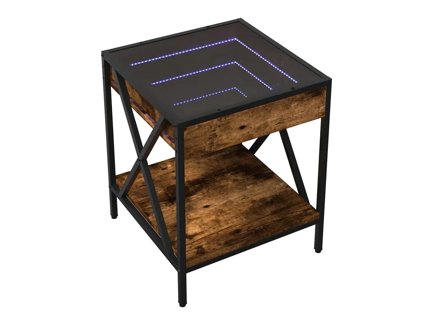 Mesa de centro con Infinity LED roble ahumado 40x40x49 cm