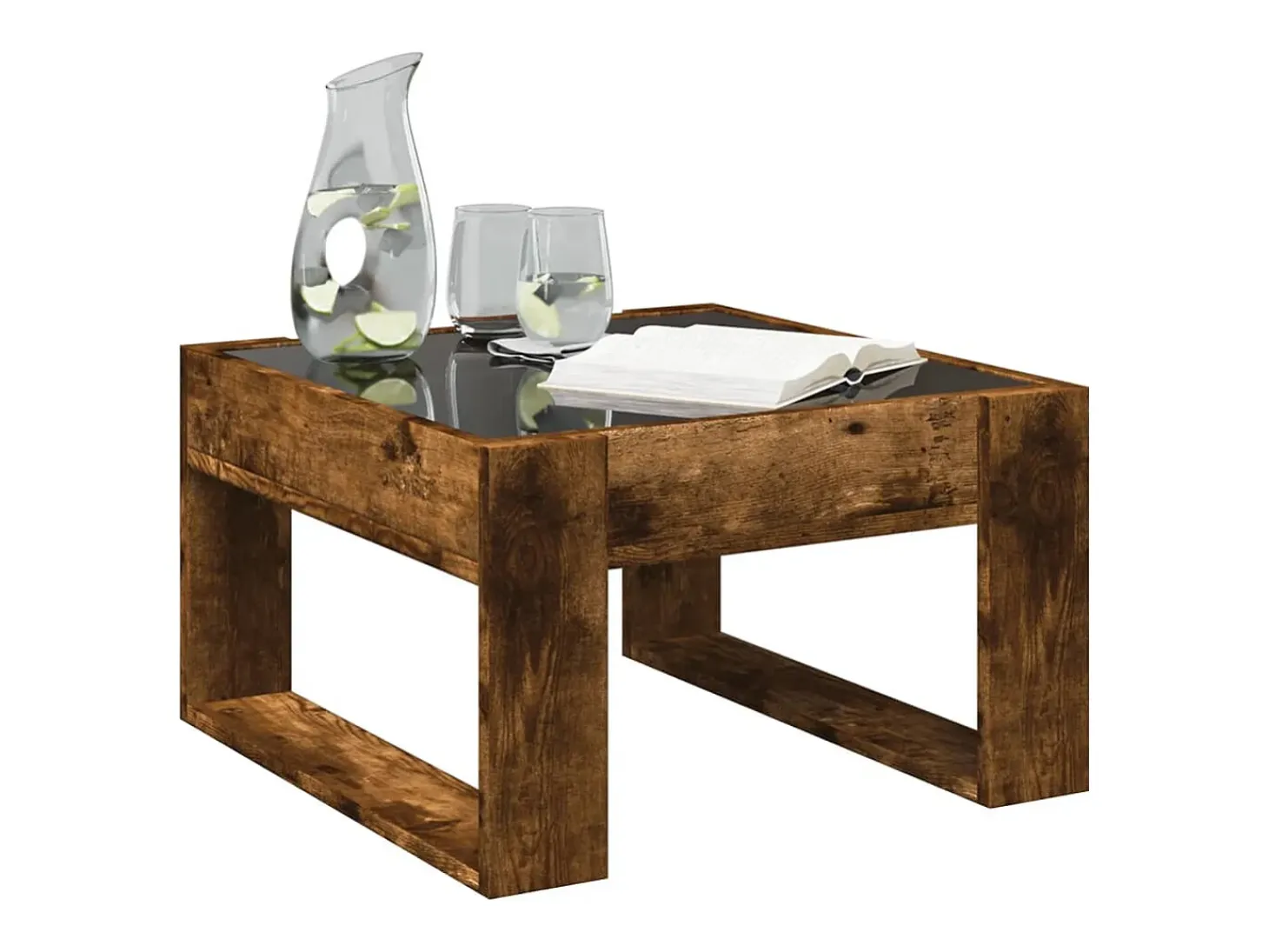 Mesa de centro con Infinity LED roble ahumado 50x53x30 cm