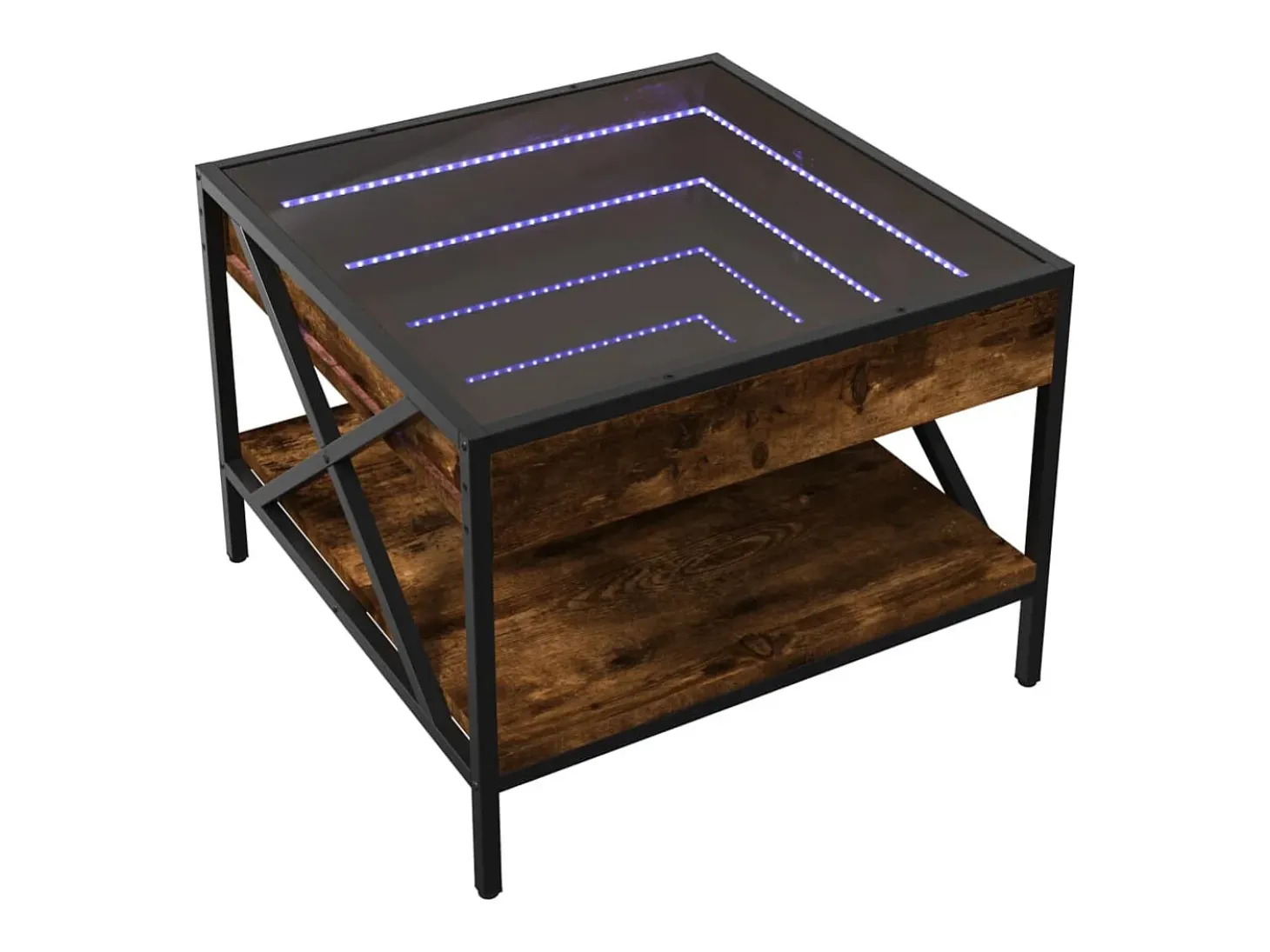 Mesa de centro con Infinity LED roble ahumado 50x50x38 cm