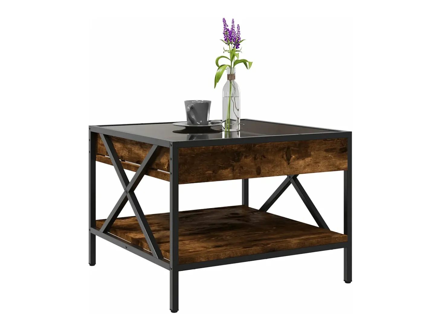 Mesa de centro con Infinity LED roble ahumado 50x50x38 cm