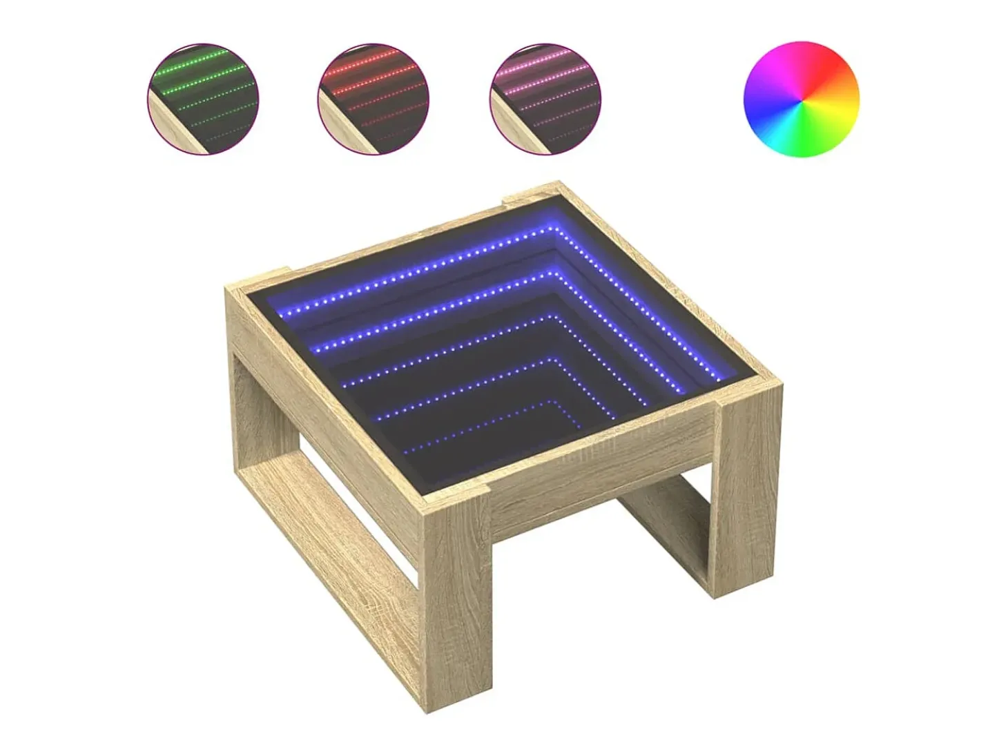 Mesa de centro con Infinity LED roble Sonoma 50x53x30 cm