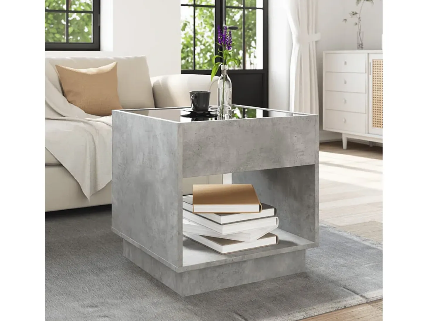 Mesa de centro con Infinity LED gris hormigón 50x50x50 cm
