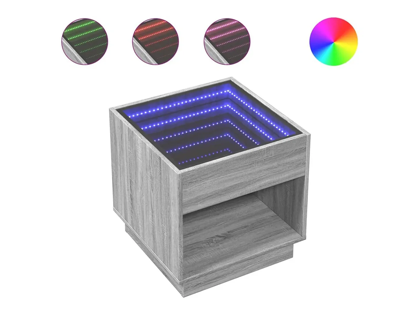 Mesa de centro con Infinity LED gris Sonoma 50x50x50 cm