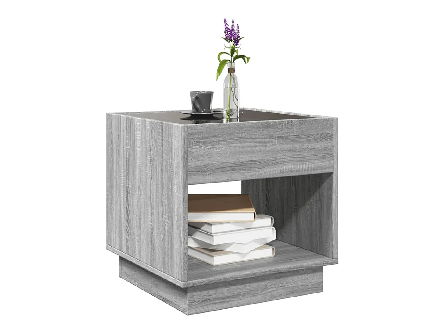 Mesa de centro con Infinity LED gris Sonoma 50x50x50 cm