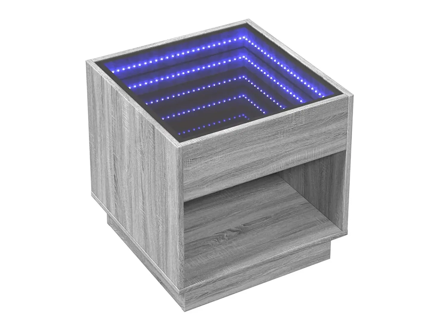 Mesa de centro con Infinity LED gris Sonoma 50x50x50 cm