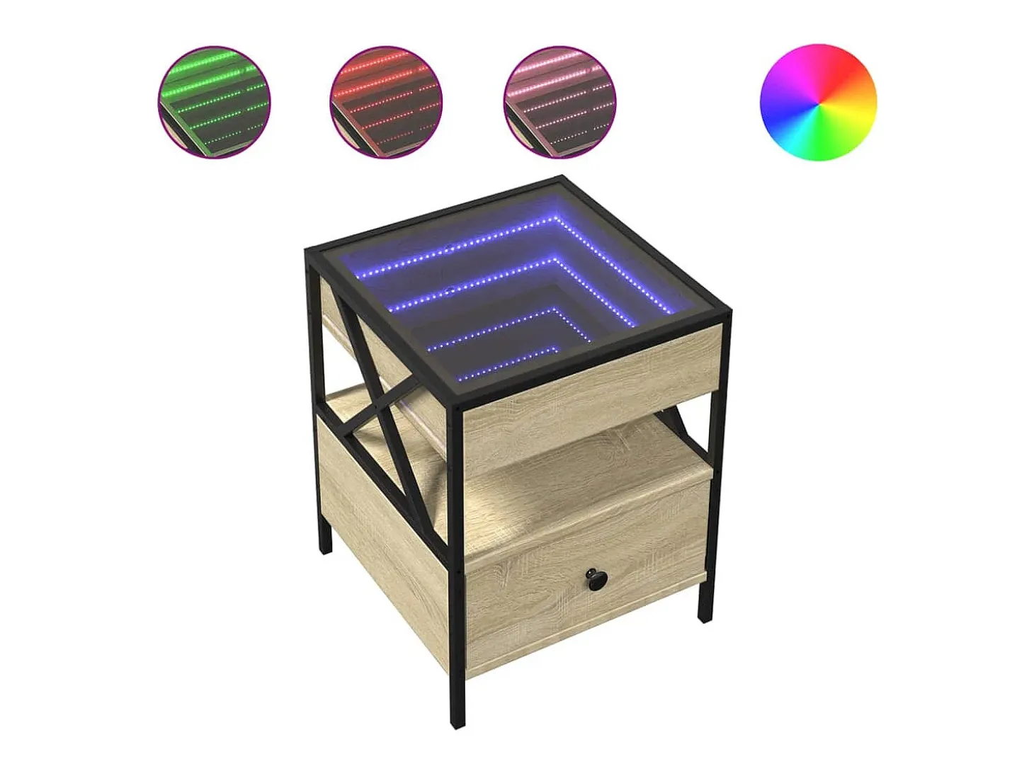Mesa de centro con Infinity LED roble Sonoma 40x40x51 cm
