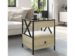 Mesa de centro con Infinity LED roble Sonoma 40x40x51 cm