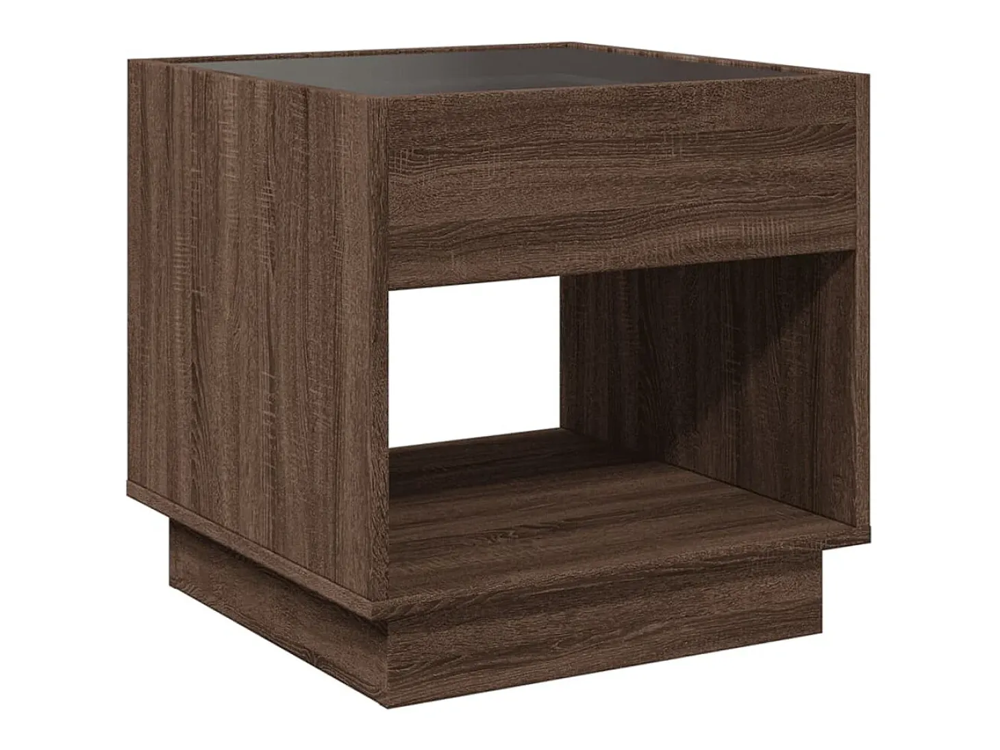 Mesa de centro con Infinity LED marrón roble 50x50x50 cm