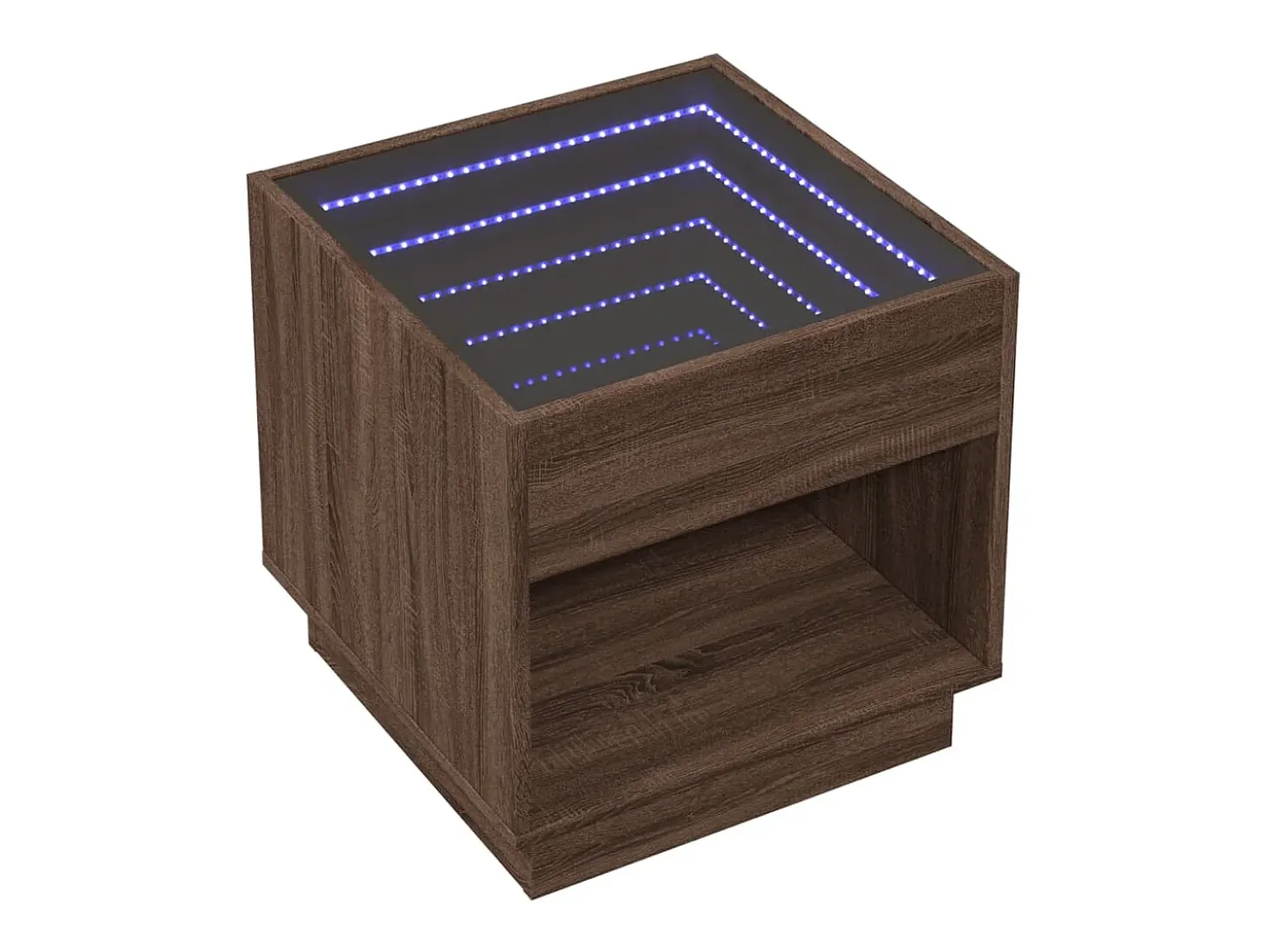 Mesa de centro con Infinity LED marrón roble 50x50x50 cm