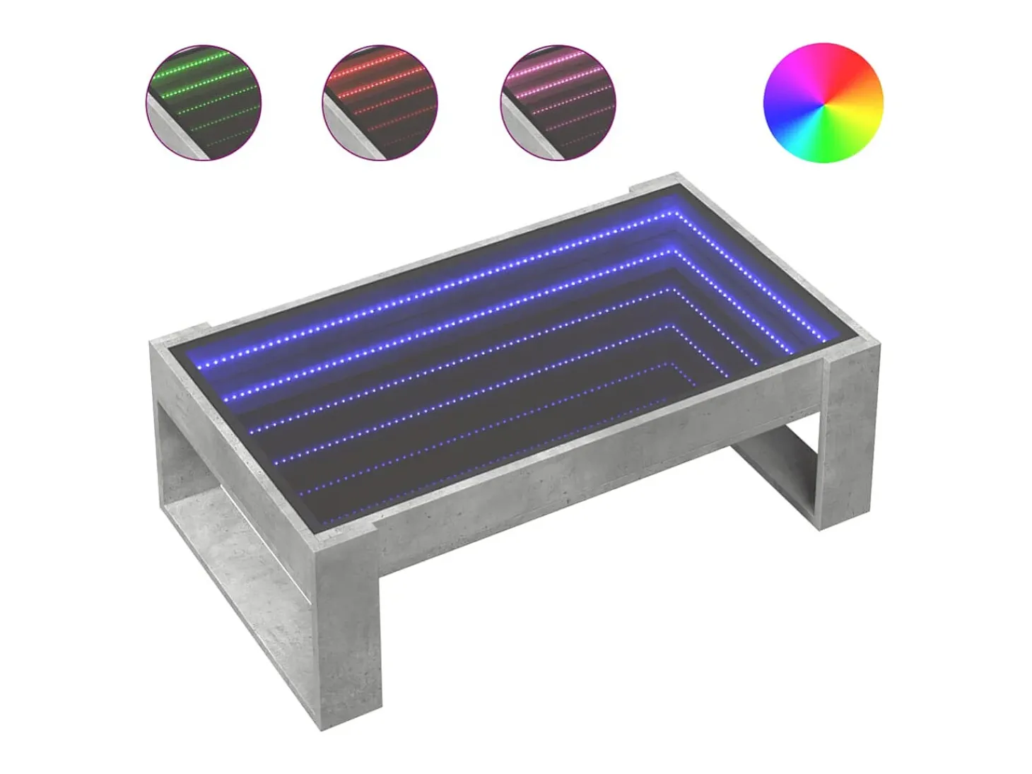 Mesa de centro con Infinity LED gris hormigón 90x53x30 cm